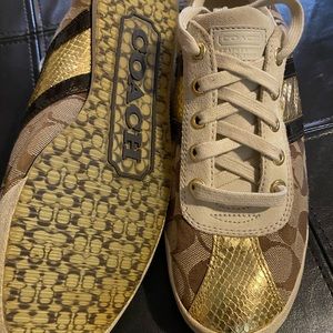 Brown Coach Sneaker with Gold Trim!! SZ 91/2